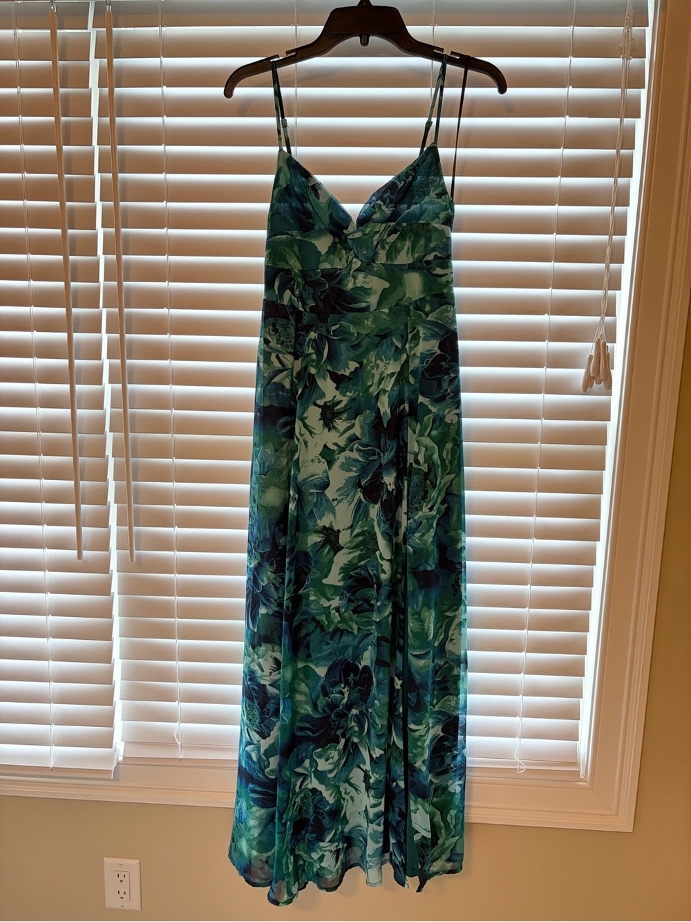 Lulus Beautiful Soul Teal Green Floral Print Twist-front Maxi Dress - Size S